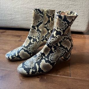 By Far Snake Print Sophia Booties